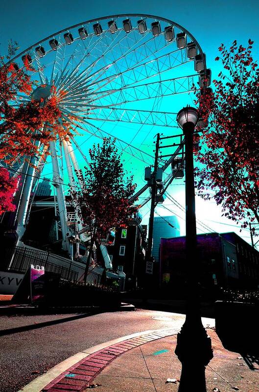 Atlanta Art Print featuring the photograph The Wheel Blue by D Justin Johns
