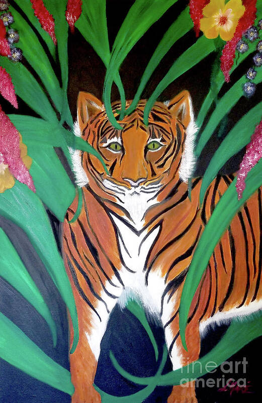 Tiger Art Print featuring the painting The Wild One by Artist Linda Marie
