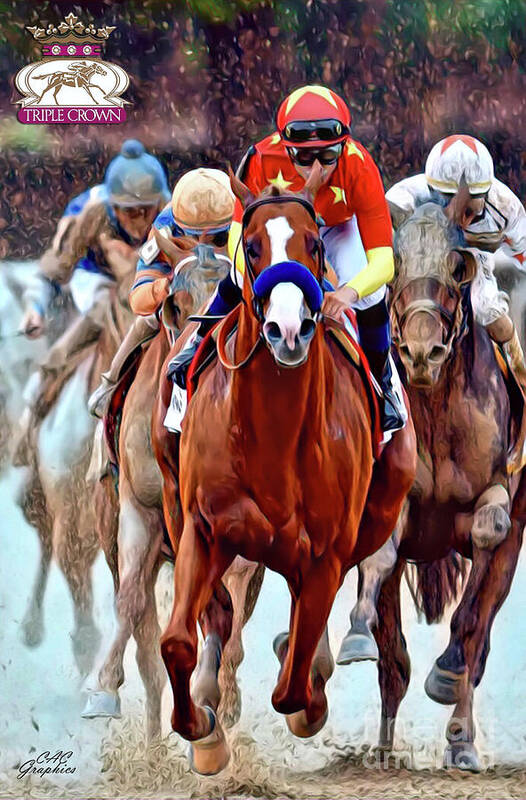 Justify Art Print featuring the digital art Triple Crown Winner Justify 2 by CAC Graphics