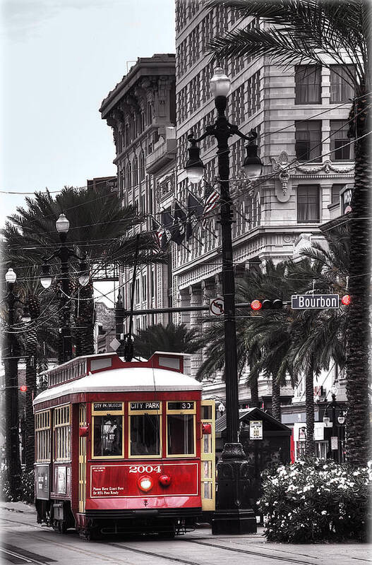Nola Art Print featuring the photograph Trolley on Bourbon and Canal by Tammy Wetzel