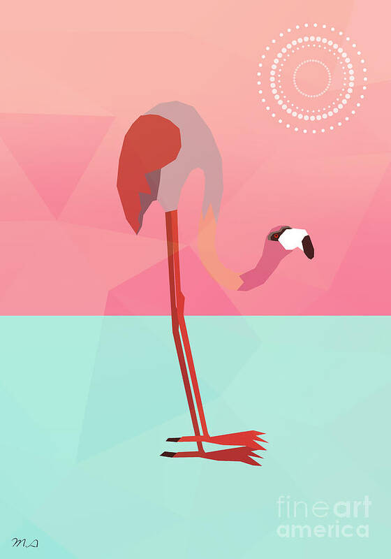 Flamingo Art Print featuring the digital art Flamingo Beautiful Birds by Mark Ashkenazi