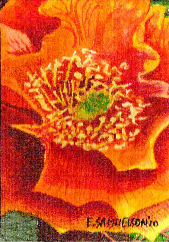 Orange Art Print featuring the painting Tulip Prickly Pear by Eric Samuelson