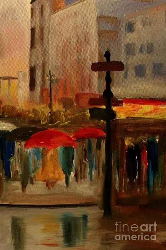 Rain Photographs Art Print featuring the painting Umbrella Day by Julie Lueders 
