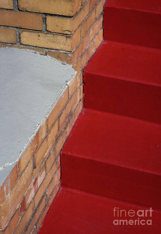 Red Art Print featuring the photograph urban abstract photography - Red Stairs by Sharon Hudson