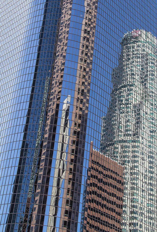 Architecture Art Print featuring the photograph US Bank Tower Reflected in California Plaza Building by Roslyn Wilkins
