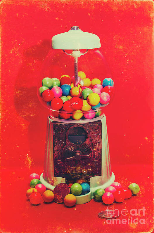 Retro Art Print featuring the photograph Vintage candy store gum ball machine by Jorgo Photography