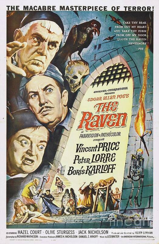 Raven Art Print featuring the painting Vintage Classic Movie Posters, The Raven by Esoterica Art Agency