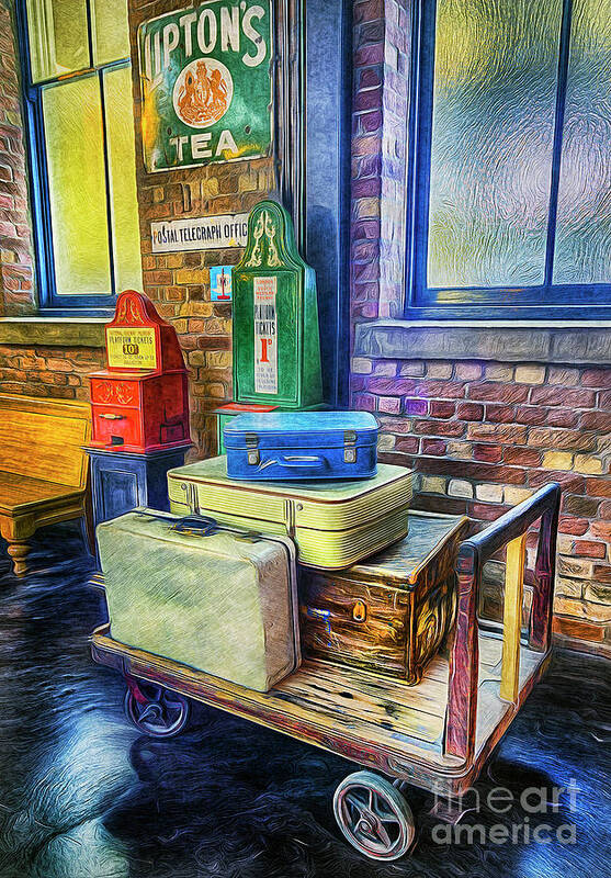 Vintage Art Print featuring the painting Vintage Luggage by Ian Mitchell