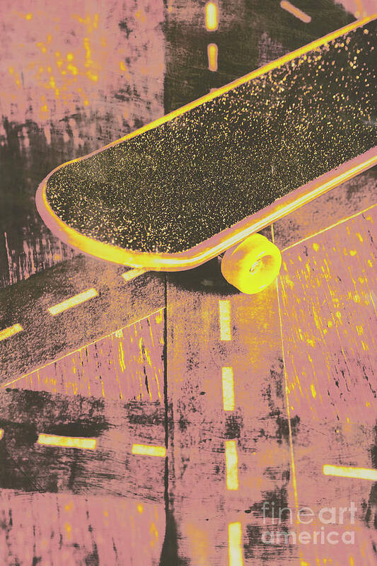 Skate Art Print featuring the photograph Vintage skateboard ruling the road by Jorgo Photography