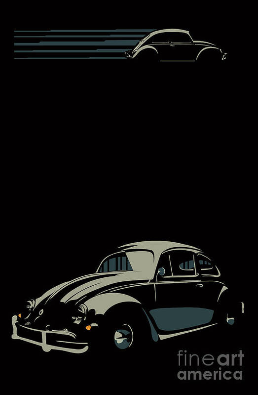 Bug Art Print featuring the digital art VW beatle by Sassan Filsoof