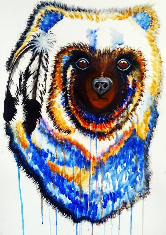 Print Art Print featuring the painting Watercolor Painting of Spirit of the Bear by Ayasha Loya by Ayasha Loya