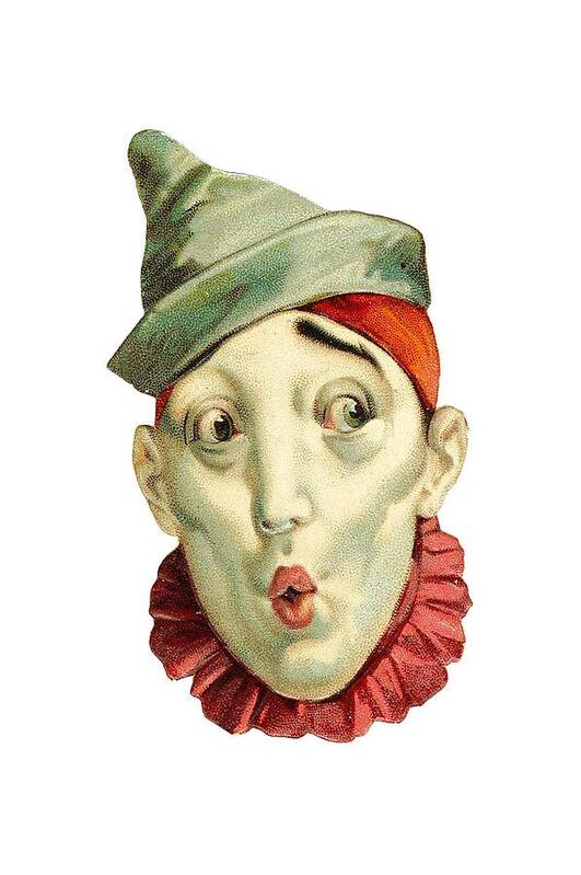 Vintage Clown Art Print featuring the digital art Who Me? by Kim Kent