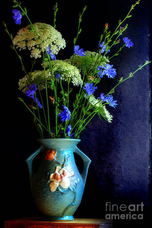 Roseville Vase Art Print featuring the photograph Wildflowers And Roseville by Michael Eingle