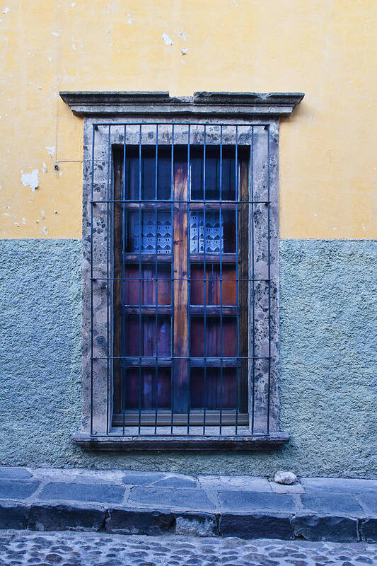 San Miguel De Allende Art Print featuring the photograph Window and Textured Wall by Carol Leigh