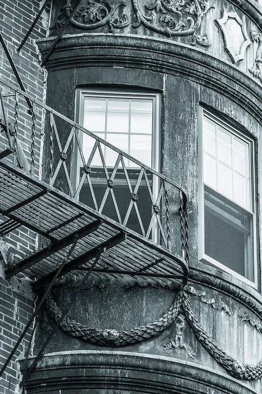 Fire Art Print featuring the photograph Window escape BW by Jason Hughes