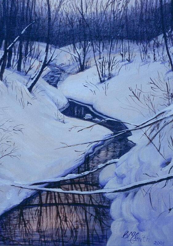  Art Print featuring the painting Winter's Stream by Barbel Smith