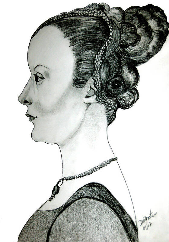 Drawing Art Print featuring the drawing Woman of Nobility by Donna Proctor