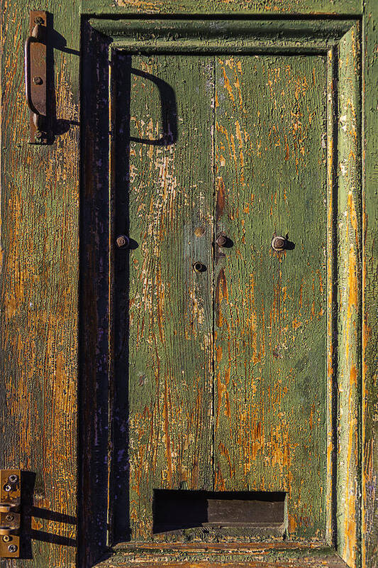 Worn Green Door Art Print featuring the photograph Worn Green Door by Garry Gay