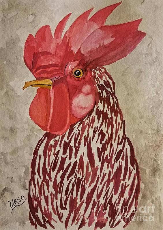 Year Of The Rooster 2017 Art Print featuring the painting Year of the Rooster 2017 by Maria Urso