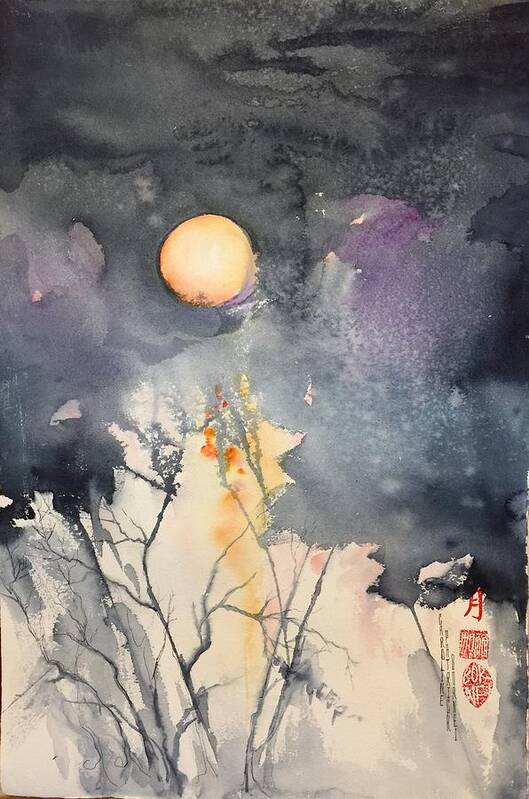 Landscape Yin Moon Art Print featuring the painting Yin Time by Caroline Patrick