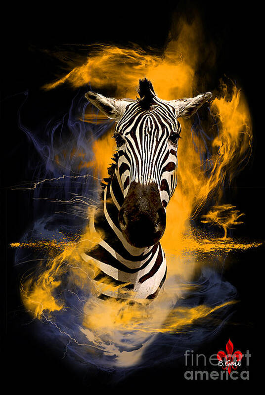 Africa Art Print featuring the digital art Zebra in Africa by Barbara Hebert