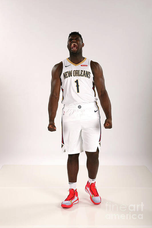Zion Williamson Art Print featuring the photograph 2019-20 New Orleans Pelicans Media Day by Layne Murdoch Jr.
