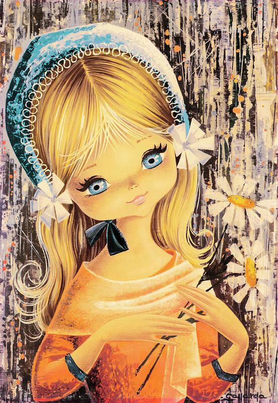 Adolescence Art Print featuring the drawing Big-eyed girl #1 by CSA Images