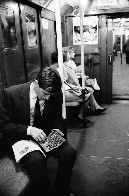 Bobby Fischer - Chess Player Art Print featuring the photograph Bobby Fischer On The Subway #1 by Carl Mydans