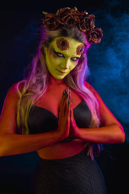 Art Art Print featuring the photograph Demon Spooky Halloween Makeup #1 by Tim Paza May