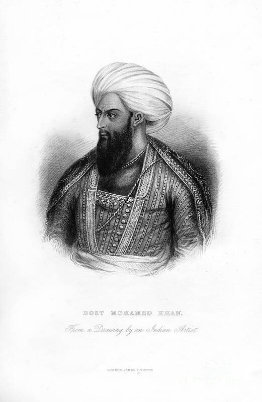 Engraving Art Print featuring the drawing Dost Mahommed Khan, Ruler #1 by Print Collector