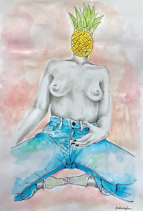 Eroticart Erotic Loveart Buyart Artist Art Print featuring the painting Fineapple #1 by Fineapple Apple