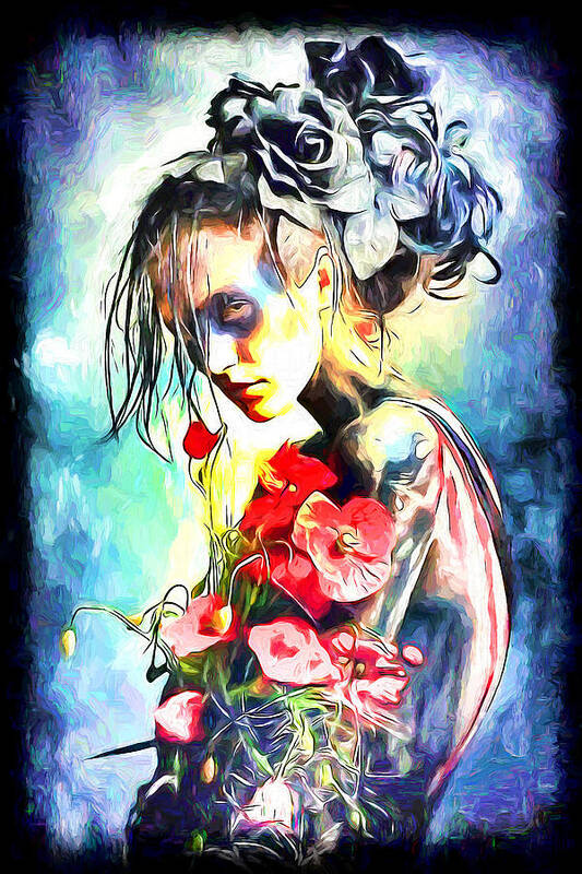 Paint Art Print featuring the painting Flower girl 2 #1 by Nenad Vasic
