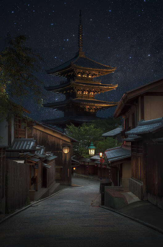 Kyoto Art Print featuring the photograph Kyoto Night #1 by Richard Vandewalle