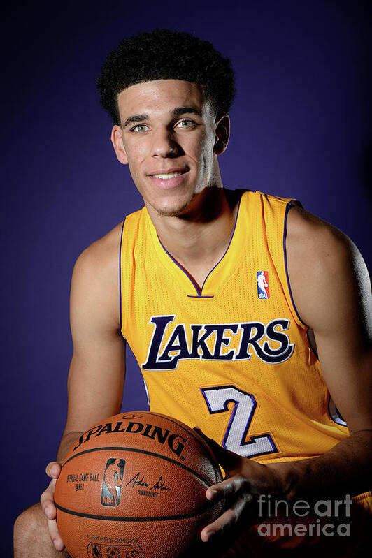 Lonzo Ball Art Print featuring the photograph Los Angeles Lakers Introduce Lonzo Ball by Andrew D. Bernstein
