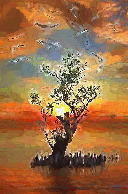 Paint Art Print featuring the painting Magic tree #1 by Nenad Vasic