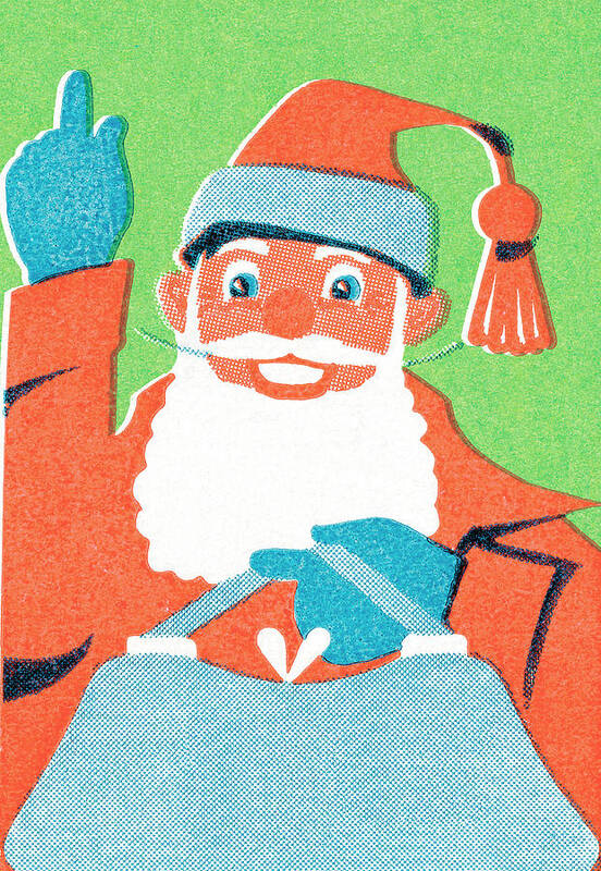 Accessories Art Print featuring the drawing Santa Claus with gifts #1 by CSA Images