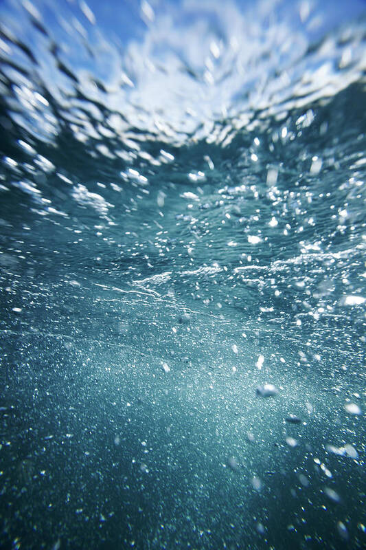 Underwater Bubbles Rising To Ocean Sea #1 Art Print