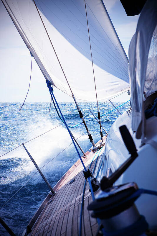 Curve Art Print featuring the photograph Sailing In The Wind With Sailboat #10 by Mbbirdy