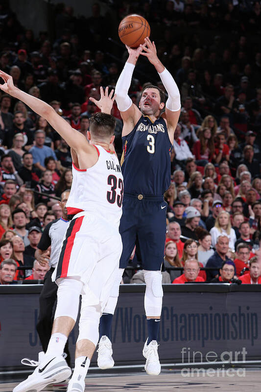 Nikola Mirotic Art Print featuring the photograph New Orleans Pelicans V Portland Trail by Sam Forencich