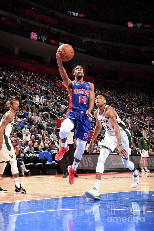 Ish Smith Art Print featuring the photograph Milwaukee Bucks V Detroit Pistons - #16 by Chris Schwegler