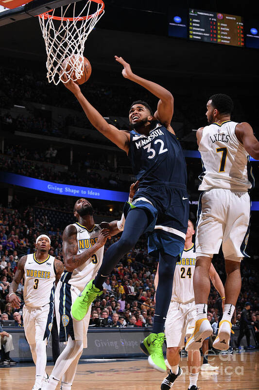 Karl-anthony Towns Art Print featuring the photograph Minnesota Timberwolves V Denver Nuggets #2 by Bart Young