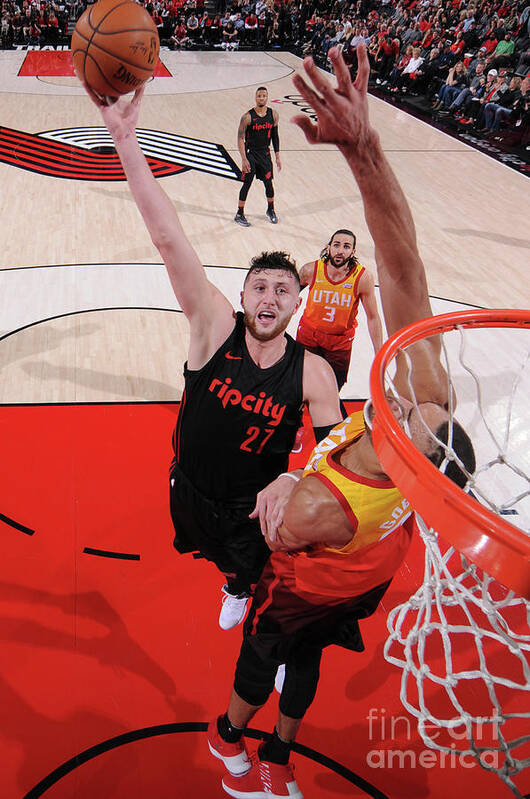 Jusuf Nurkic Art Print featuring the photograph Utah Jazz V Portland Trail Blazers #2 by Sam Forencich