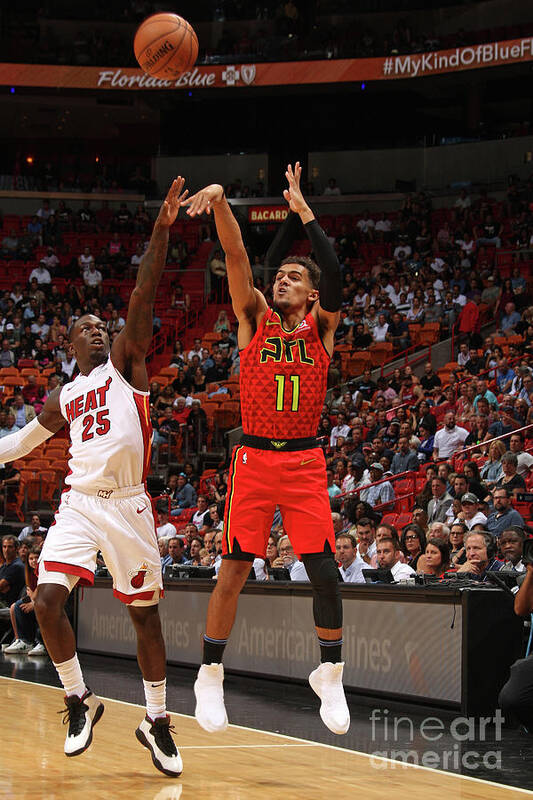 Trae Young Art Print featuring the photograph Atlanta Hawks V Miami Heat #3 by Oscar Baldizon