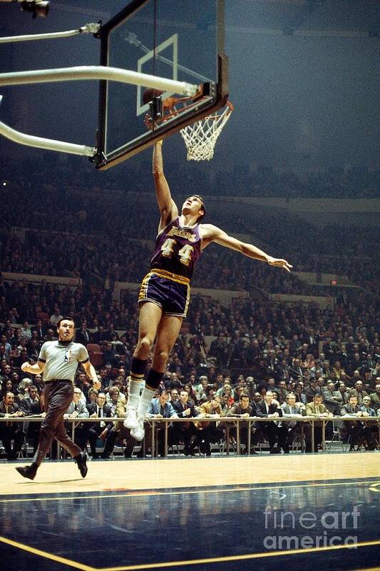 Nba Pro Basketball Art Print featuring the photograph Jerry West Action Portrait #3 by Wen Roberts