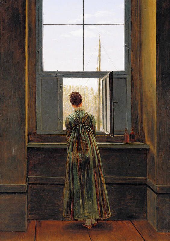Caspar David Friedrich Art Print featuring the painting Woman at a Window #3 by Caspar David Friedrich