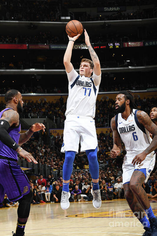Luka Doncic Art Print featuring the photograph Dallas Mavericks V Los Angeles Lakers #4 by Andrew D. Bernstein