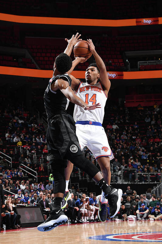Nba Pro Basketball Art Print featuring the photograph New York Knicks V Detroit Pistons by Chris Schwegler