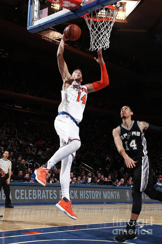 Willy Hernangomez Art Print featuring the photograph San Antonio Spurs V New York Knicks #4 by Nathaniel S. Butler