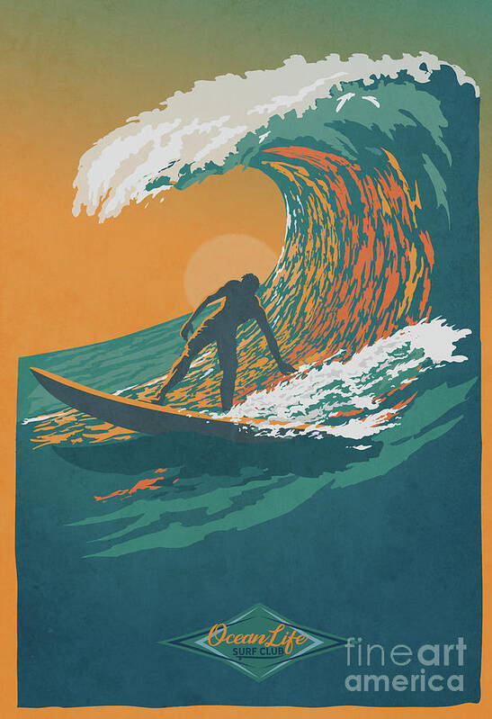 Surfer Art Print featuring the digital art Ocean Life by Sassan Filsoof
