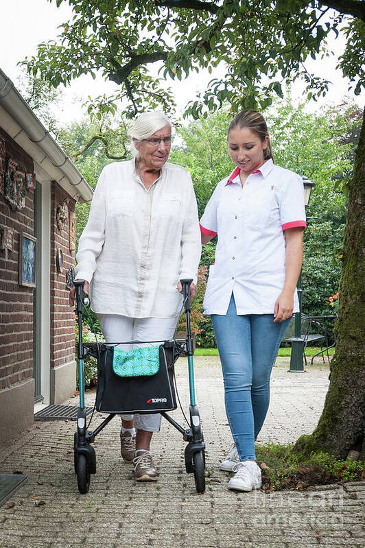 Two People Art Print featuring the photograph Home Care Nursing #6 by Arno Massee/science Photo Library